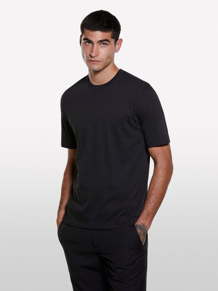 T-shirt a maniche corte regular fit nera - t-shirt a manica corta da uomo - Nero | Sisley image number 3